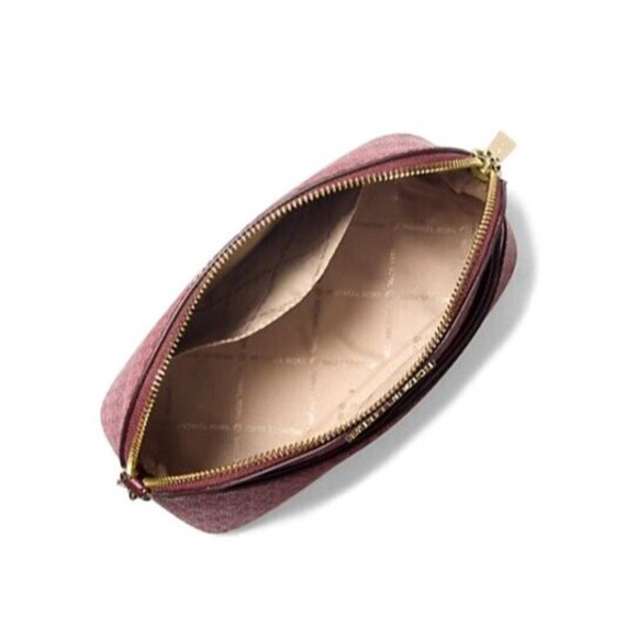 New Michael Kors Jet Set Travel Medium Logo Dome Crossbody Bag Oxblood - Picture 2 of 3